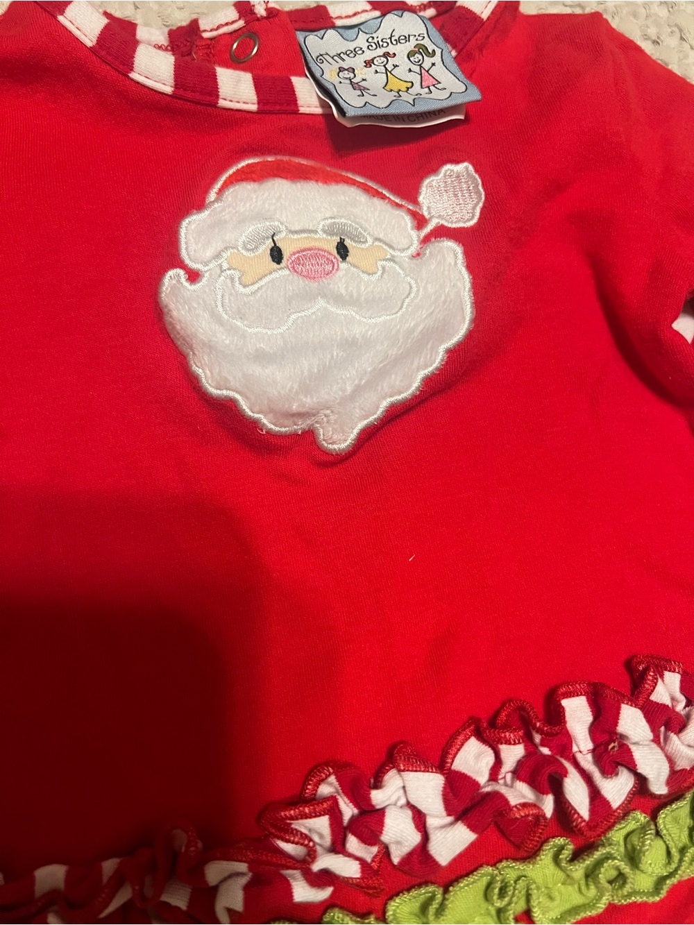 Three Sisters Red Santa Ruffle Set- size 6mon - Picture 3 of 4
